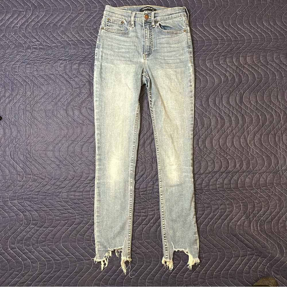 Calvin Klein Jeans Women's 26 Blue Medium Wash High Rise Skinny Jeans Raw Hem